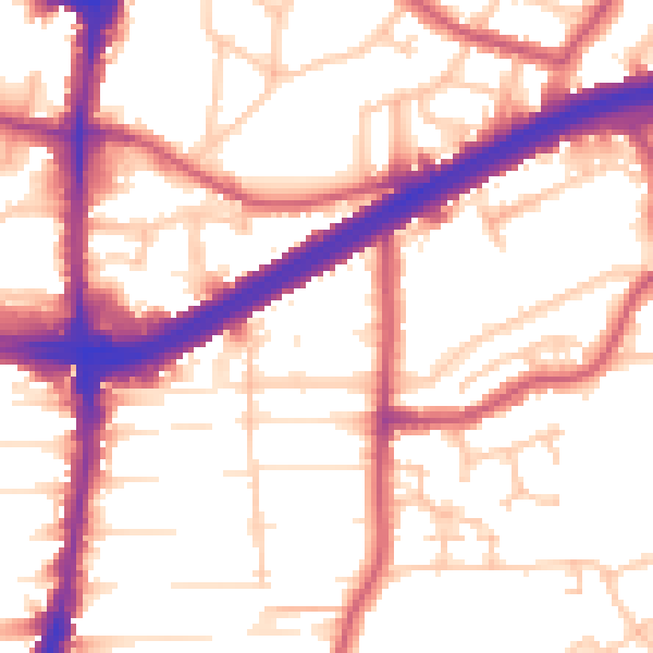 Daytime road noise heatmap for N13 6EX