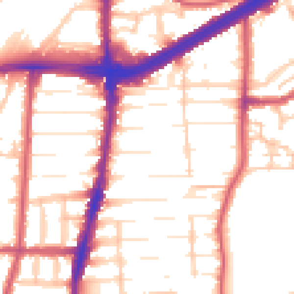 Daytime road noise heatmap for N13 6JP