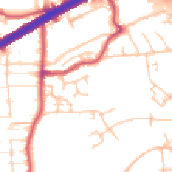 Daytime road noise heatmap for N13 6LH
