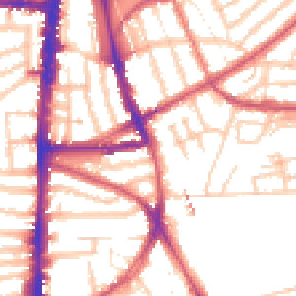 Daytime road noise heatmap for N16 7QP