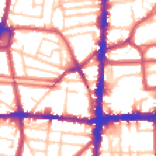 Daytime road noise heatmap for N16 8LD