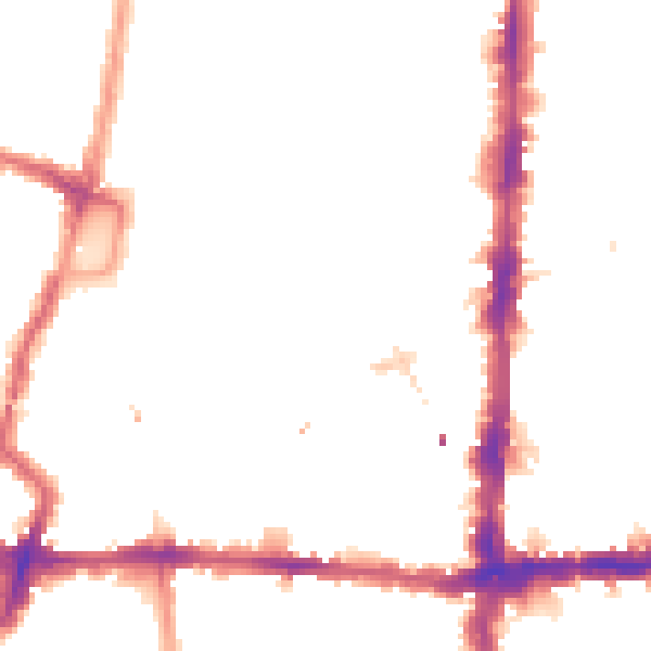 Night-time road noise heatmap for N16 8LT