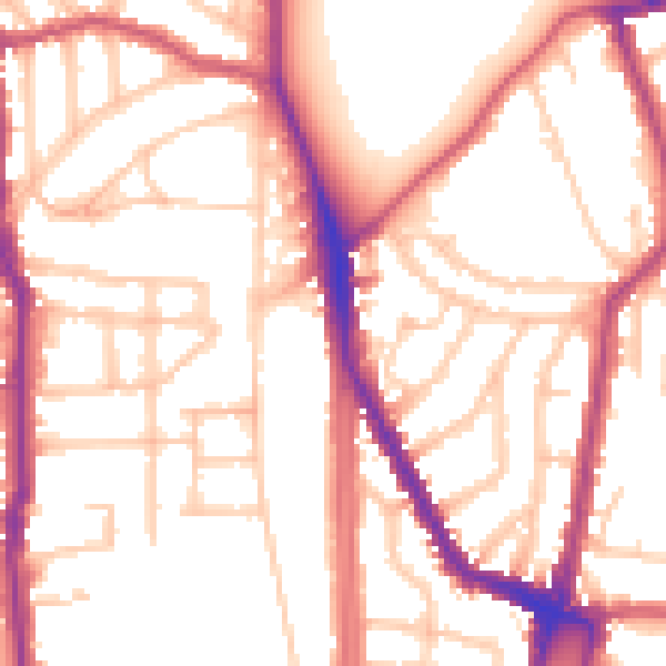 Daytime road noise heatmap for N16 9DB
