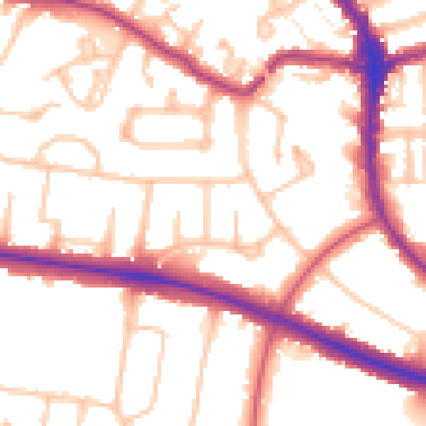 Daytime road noise heatmap for N2 0AA