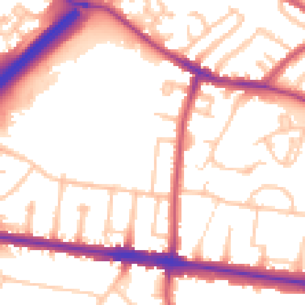 Daytime road noise heatmap for N2 0JZ