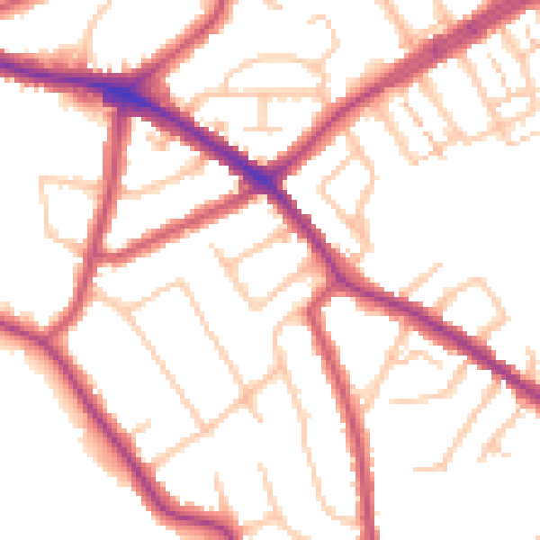 Daytime road noise heatmap for N20 0BS
