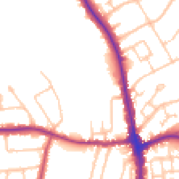 Daytime road noise heatmap for N20 9QL