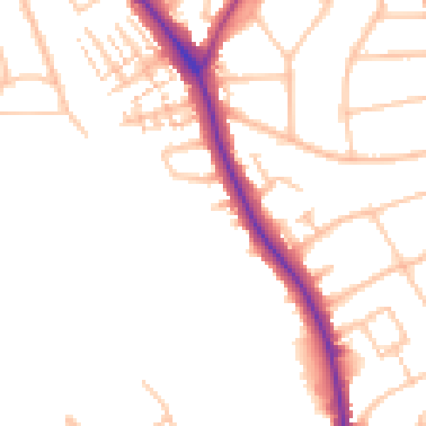 Daytime road noise heatmap for N20 9RA