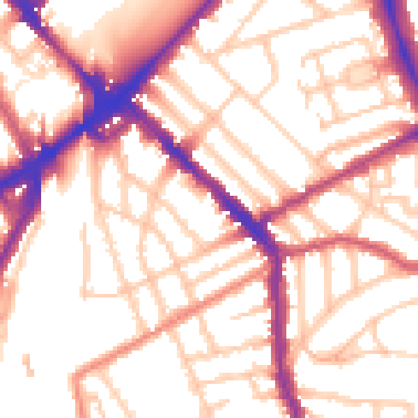 Daytime road noise heatmap for N4 2BT