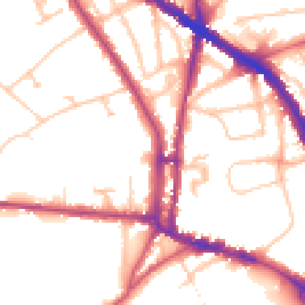 Daytime road noise heatmap for N6 4BQ