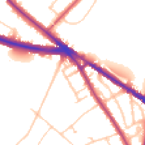 Daytime road noise heatmap for N6 4EA