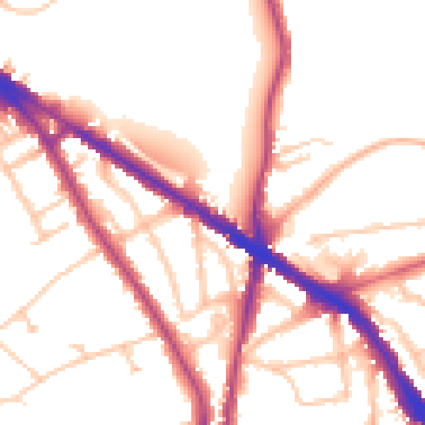 Daytime road noise heatmap for N6 4JH