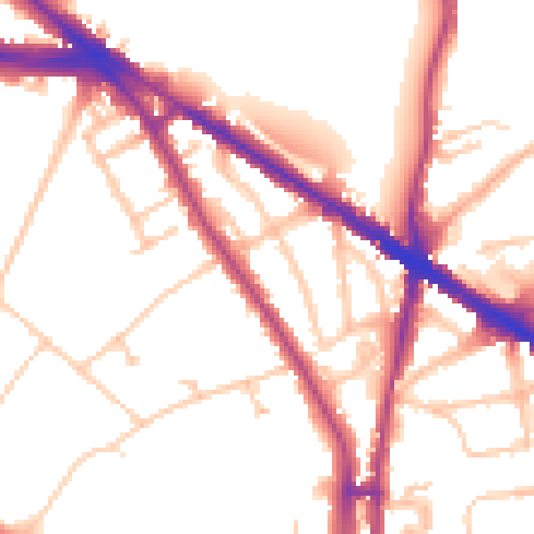 Daytime road noise heatmap for N6 4QD