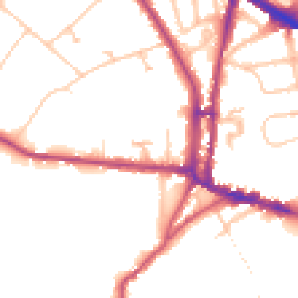 Daytime road noise heatmap for N6 4SD