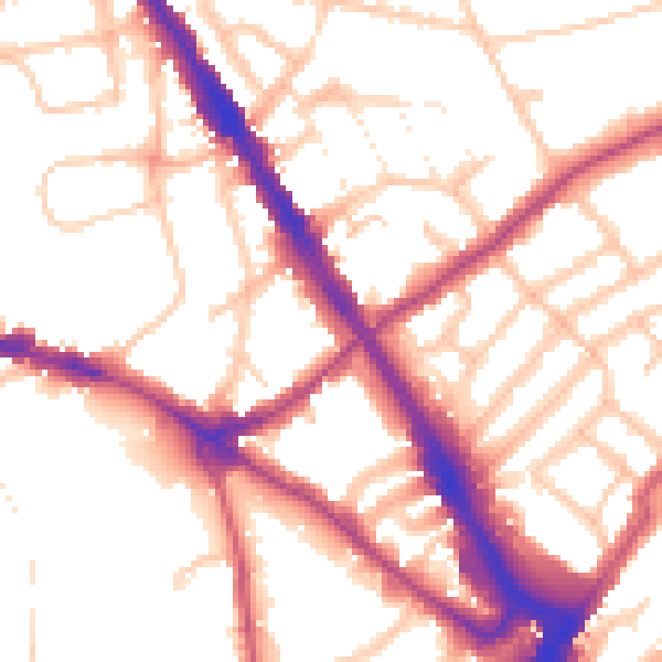 Daytime road noise heatmap for N6 5LJ
