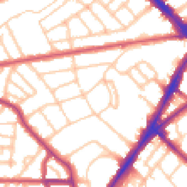 Daytime road noise heatmap for N7 0AA