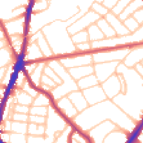 Daytime road noise heatmap for N7 0AG