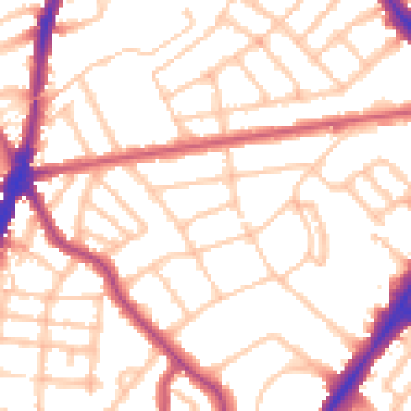 Daytime road noise heatmap for N7 0AL