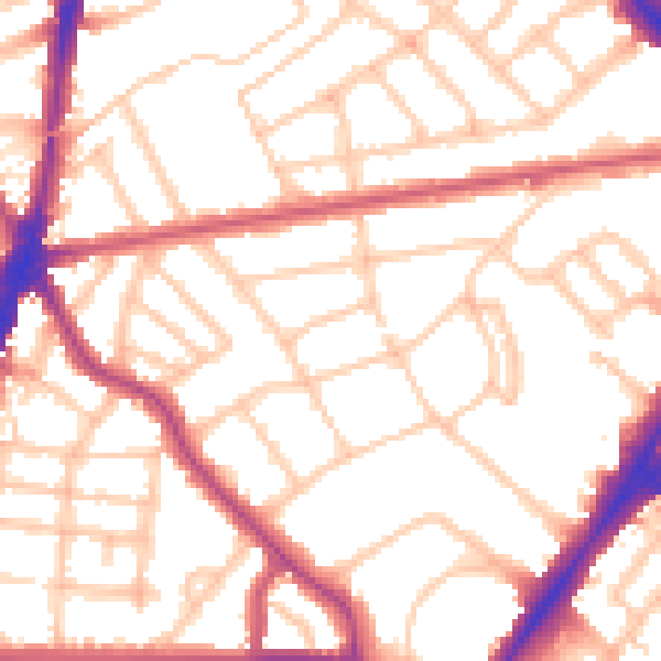 Daytime road noise heatmap for N7 0AN
