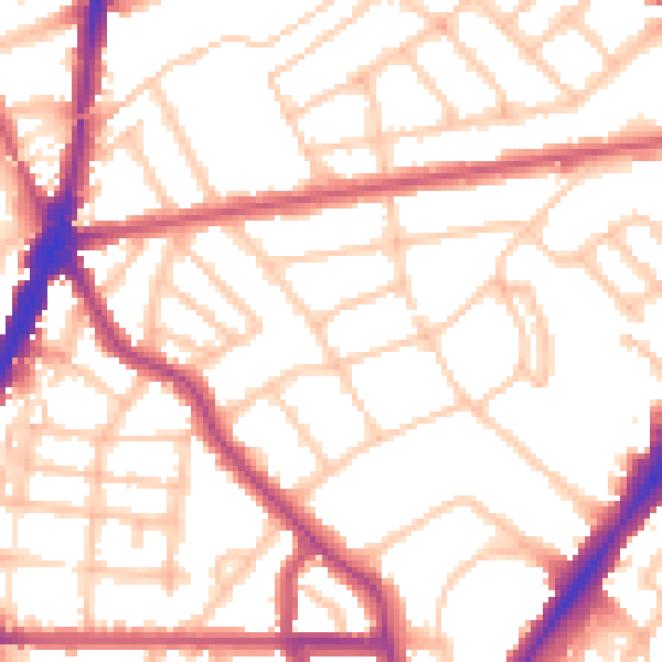 Daytime road noise heatmap for N7 0AP