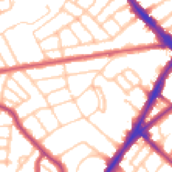 Daytime road noise heatmap for N7 0AS