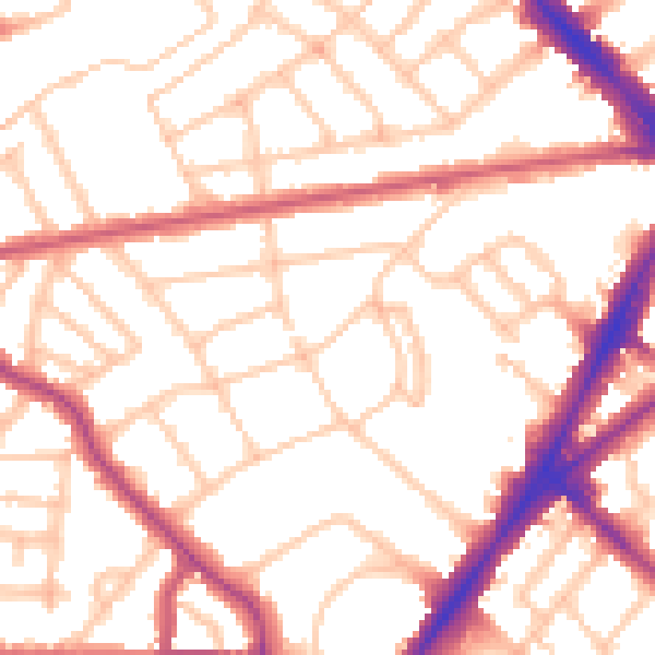 Daytime road noise heatmap for N7 0AT