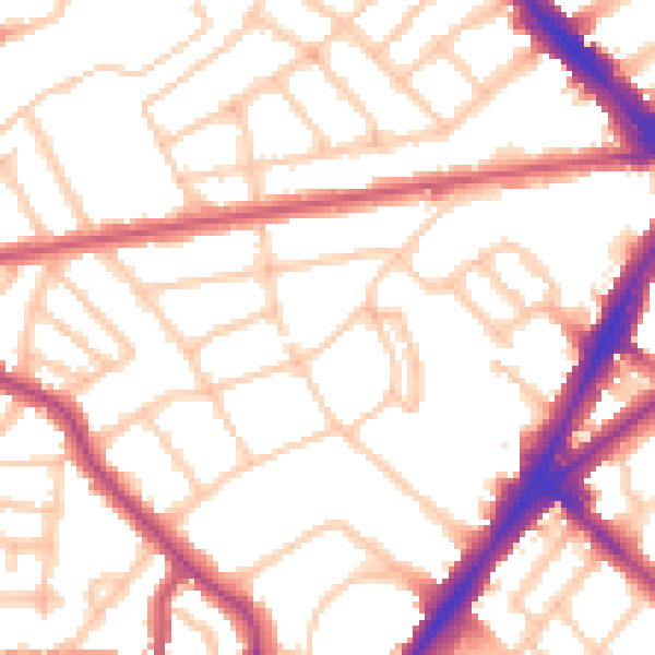 Daytime road noise heatmap for N7 0AU