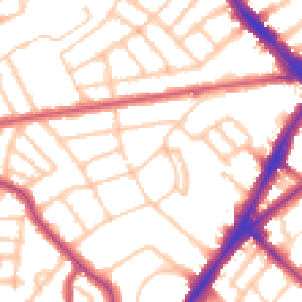 Daytime road noise heatmap for N7 0AX