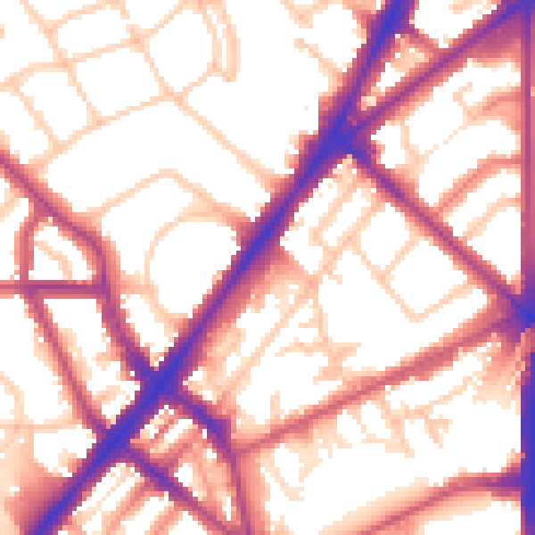 Daytime road noise heatmap for N7 0BD