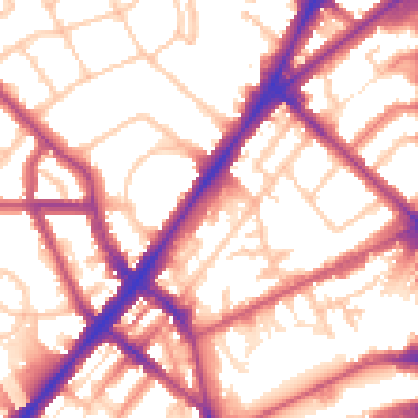 Daytime road noise heatmap for N7 0BE