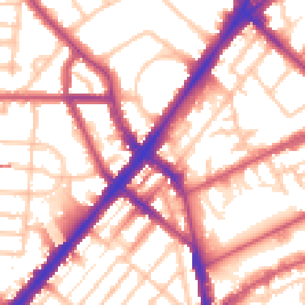 Daytime road noise heatmap for N7 0BJ