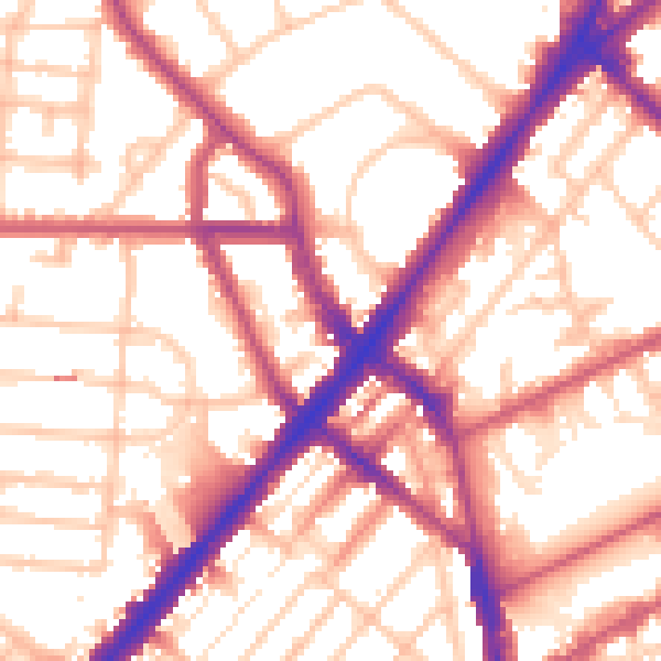 Daytime road noise heatmap for N7 0BL