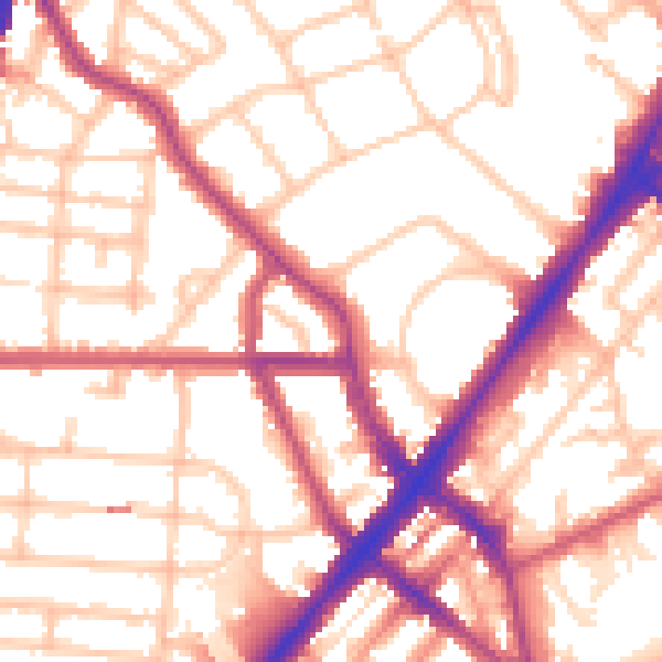 Daytime road noise heatmap for N7 0BU
