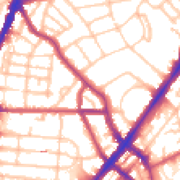 Daytime road noise heatmap for N7 0BZ