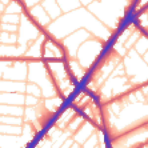Daytime road noise heatmap for N7 0DD