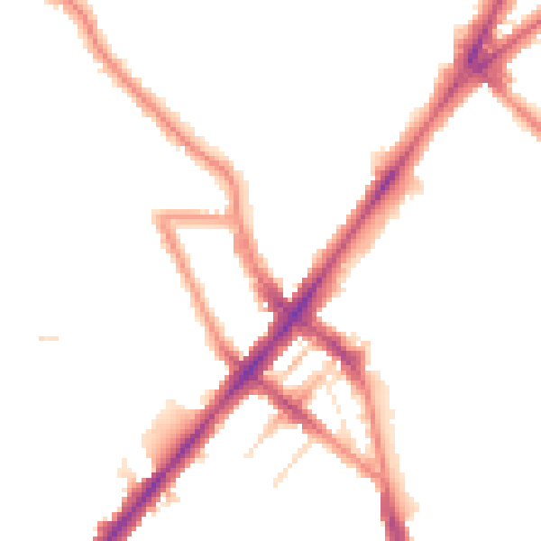 Night-time road noise heatmap for N7 0DD
