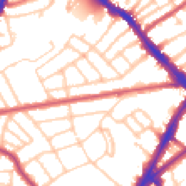 Daytime road noise heatmap for N7 0DG