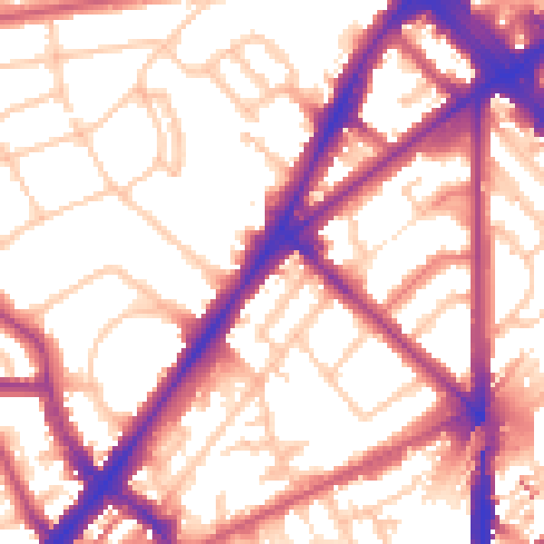 Daytime road noise heatmap for N7 0DJ