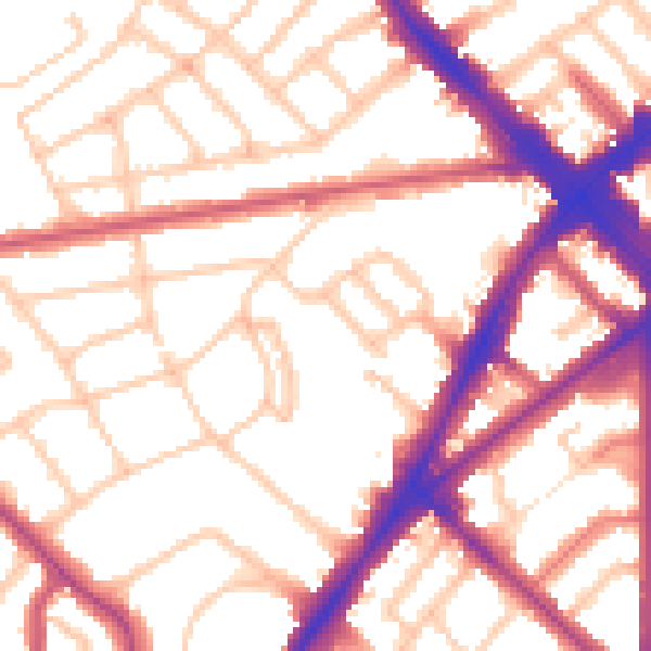 Daytime road noise heatmap for N7 0DQ