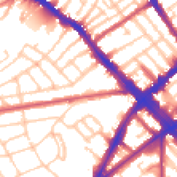 Daytime road noise heatmap for N7 0DS