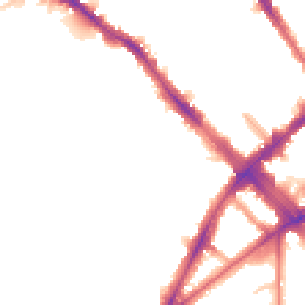 Night-time road noise heatmap for N7 0DS