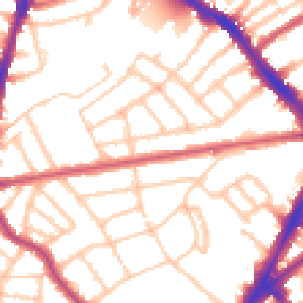 Daytime road noise heatmap for N7 0DU