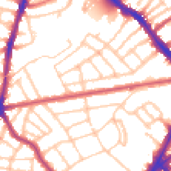 Daytime road noise heatmap for N7 0DX