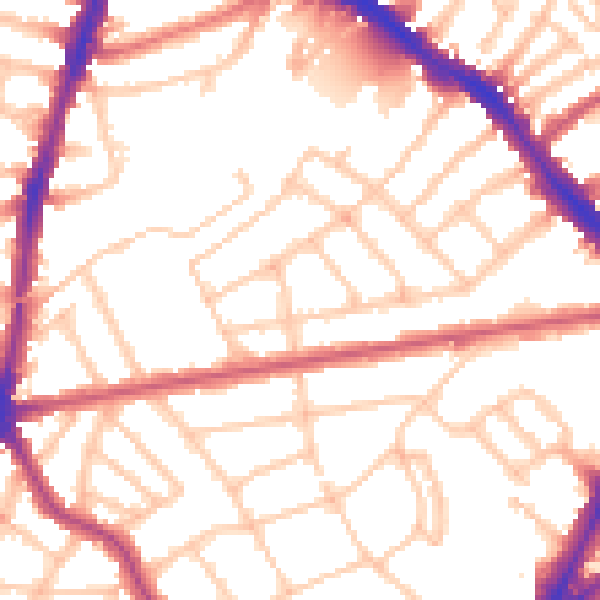 Daytime road noise heatmap for N7 0DY