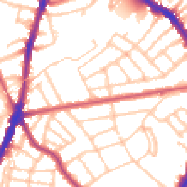 Daytime road noise heatmap for N7 0EA