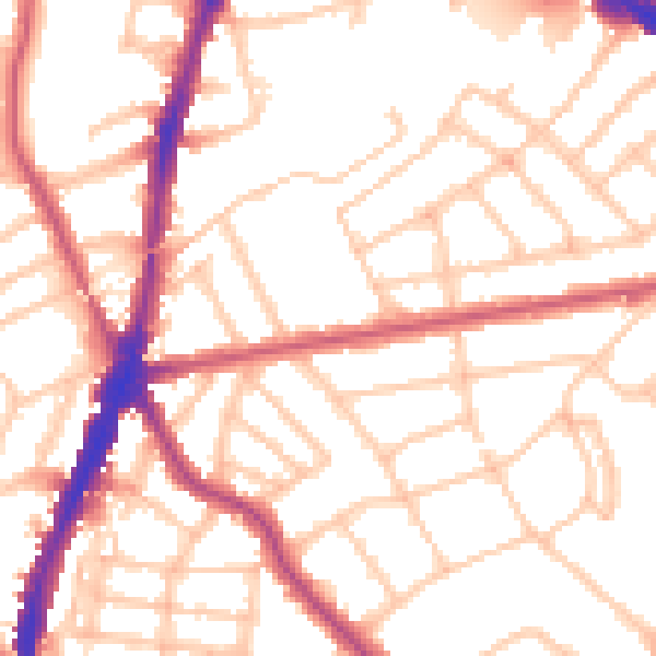 Daytime road noise heatmap for N7 0EE
