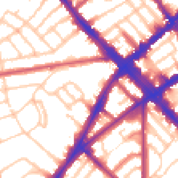 Daytime road noise heatmap for N7 0EF