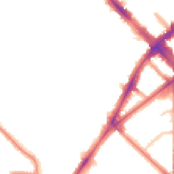 Night-time road noise heatmap for N7 0LT