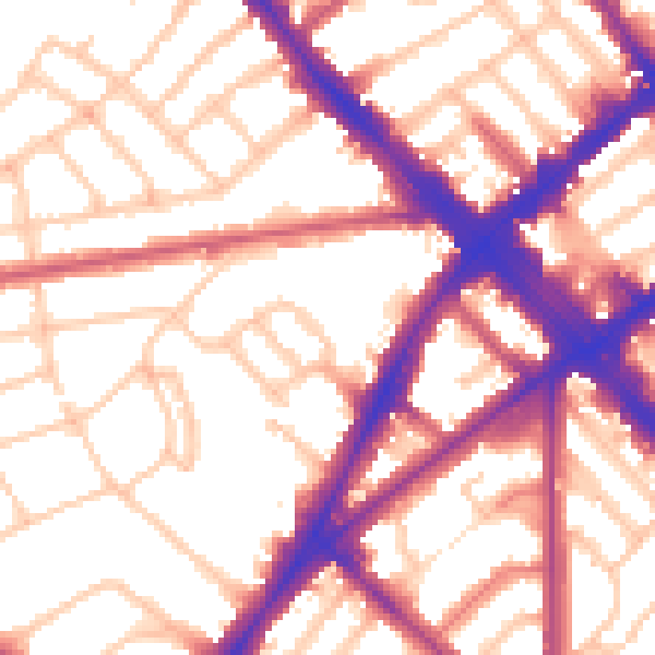 Daytime road noise heatmap for N7 0NA