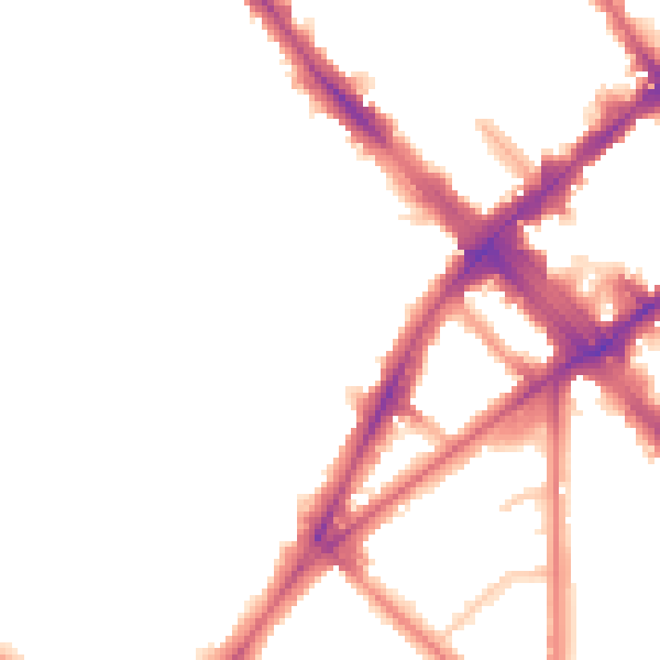 Night-time road noise heatmap for N7 0NA